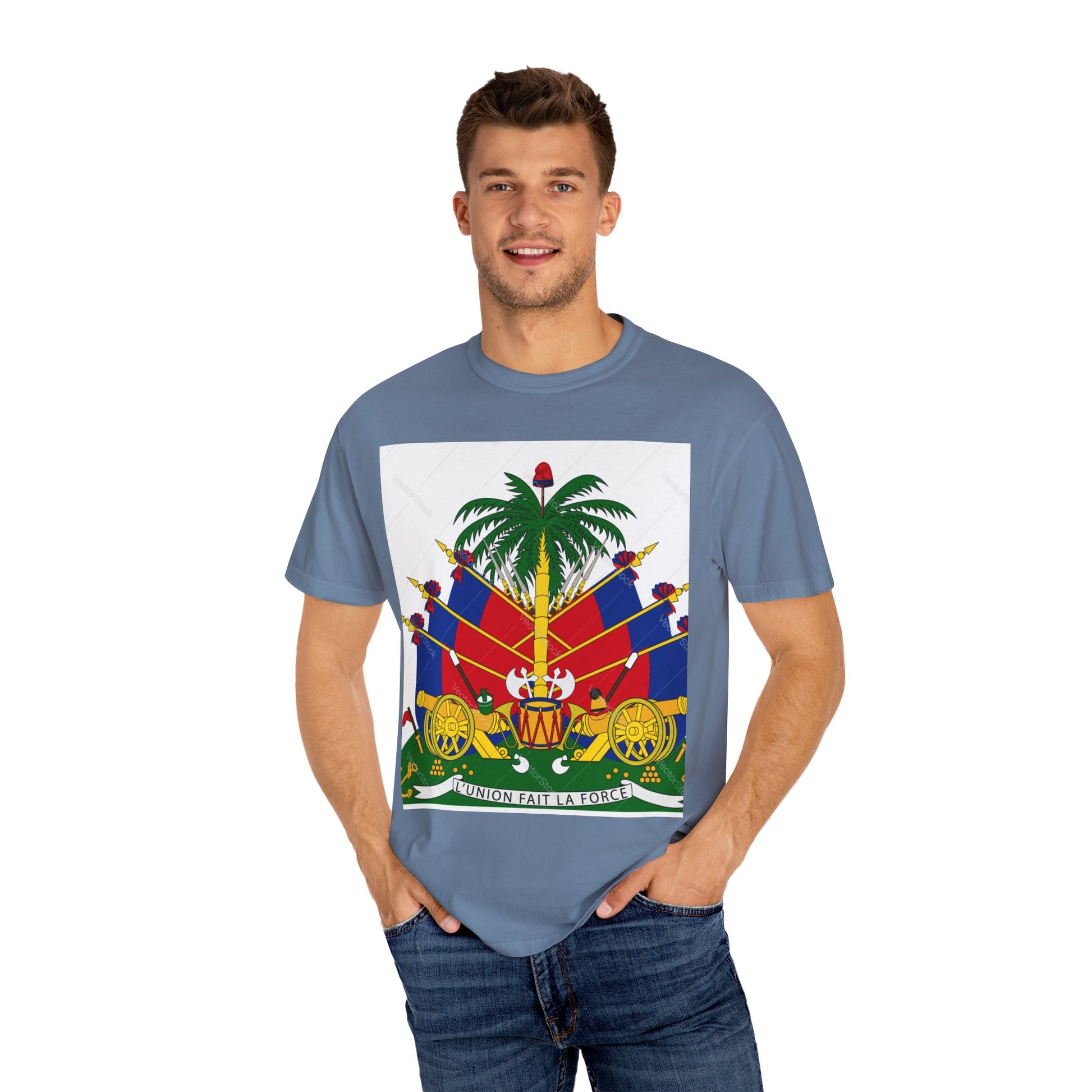 Haitian Flag T-Shirt, Unisex Garment-Dyed Tee, Cultural Pride Apparel, Caribbean Heritage Wear, Festival Clothing, Gift for Activists