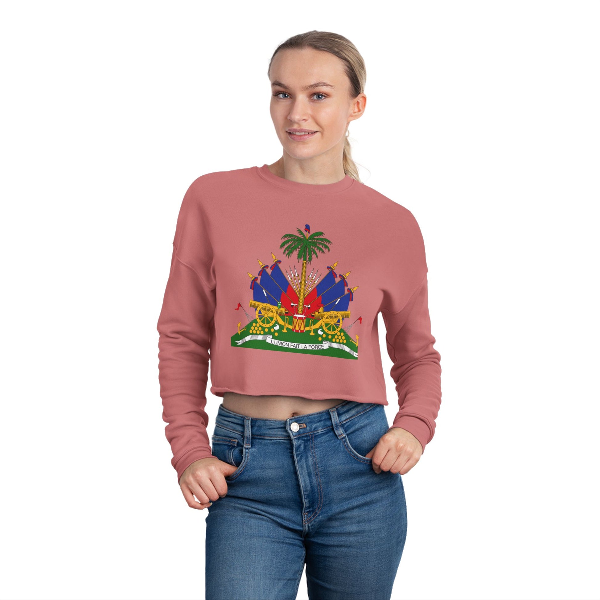 Haitian Heritage Cropped Sweatshirt, Women's Trendy Top, Unique Gift for Her, Casual Wear, Festival Fashion, Cozy and Stylish