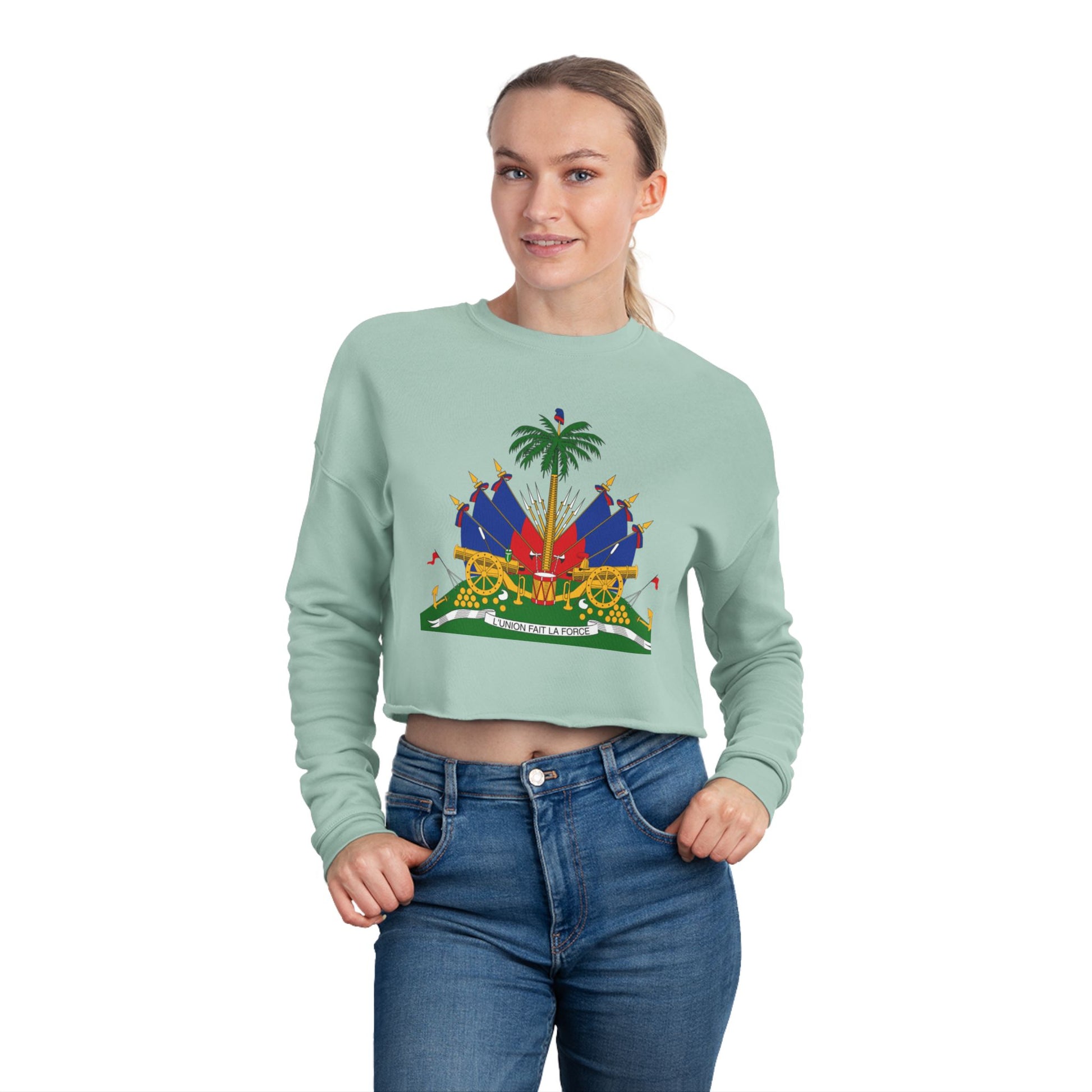 Haitian Heritage Cropped Sweatshirt, Women's Trendy Top, Unique Gift for Her, Casual Wear, Festival Fashion, Cozy and Stylish