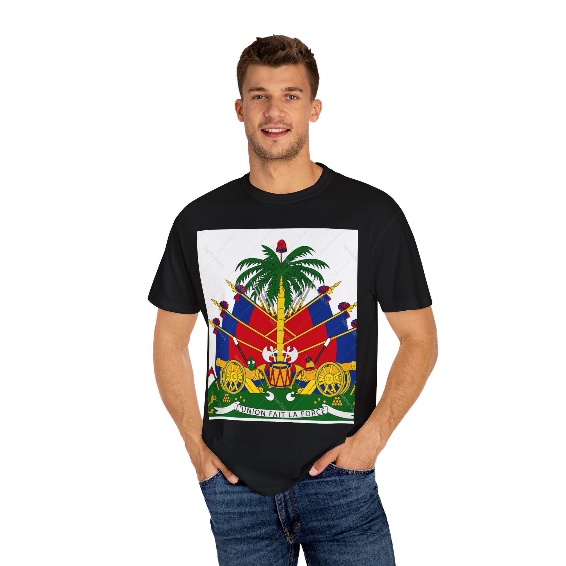 Haitian Flag T-Shirt, Unisex Garment-Dyed Tee, Cultural Pride Apparel, Caribbean Heritage Wear, Festival Clothing, Gift for Activists