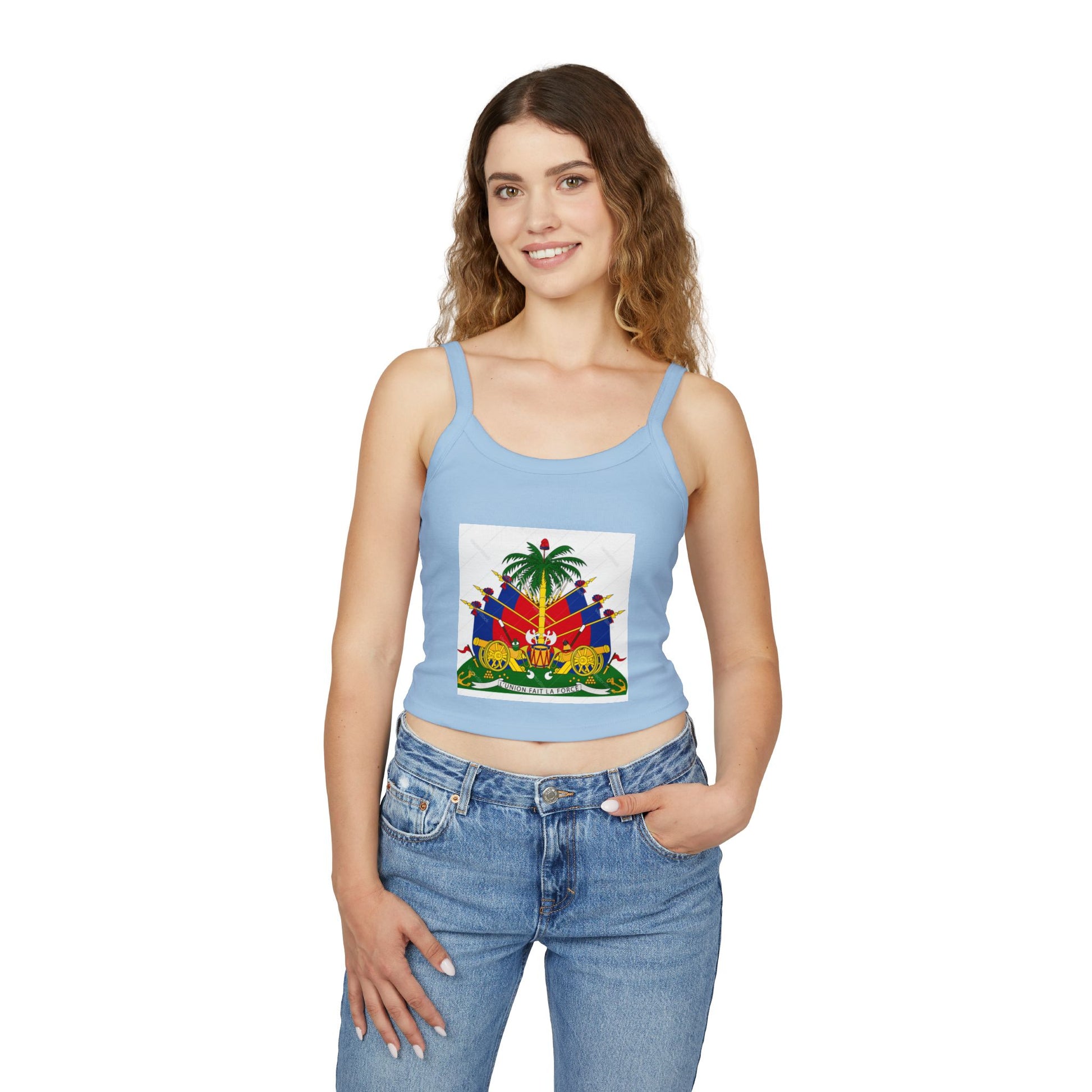 Vibrant Women's Spaghetti Strap Tank Top with Haitian Flag Design | Summer Fashion, Casual Wear, Beach Outfit, Festival Clothing, [...]