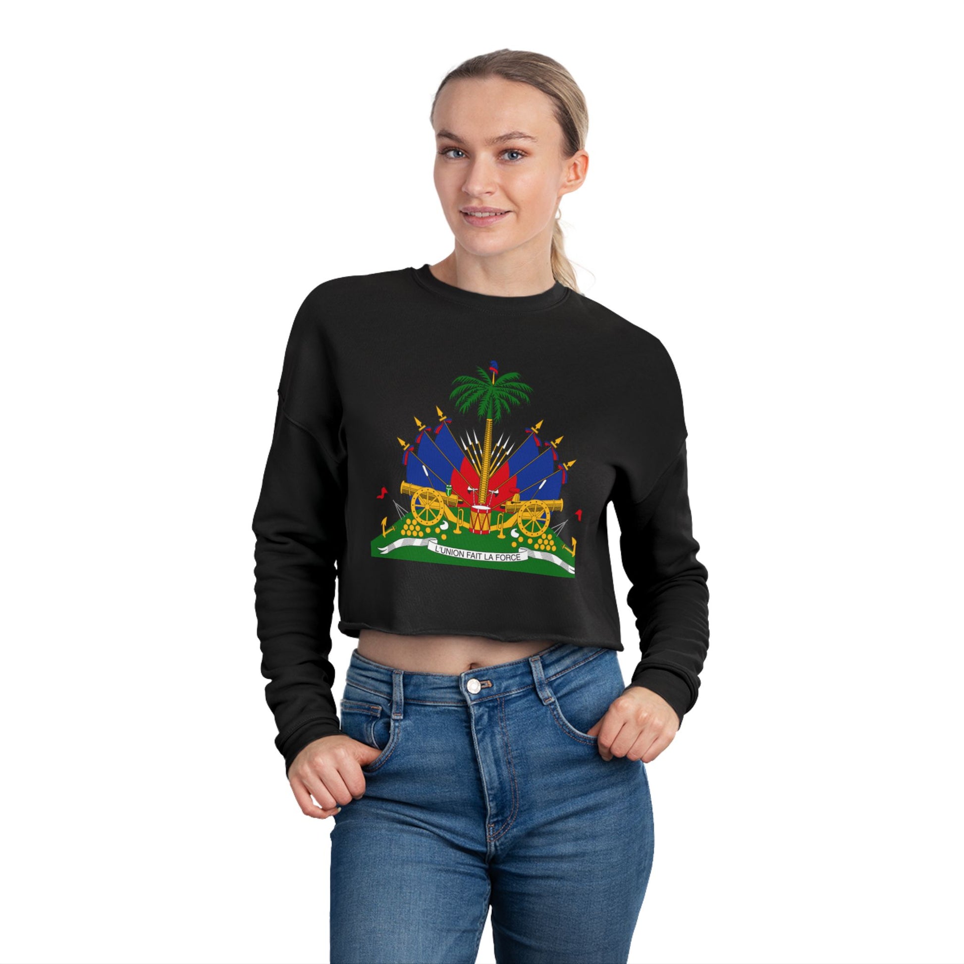 Haitian Heritage Cropped Sweatshirt, Women's Trendy Top, Unique Gift for Her, Casual Wear, Festival Fashion, Cozy and Stylish