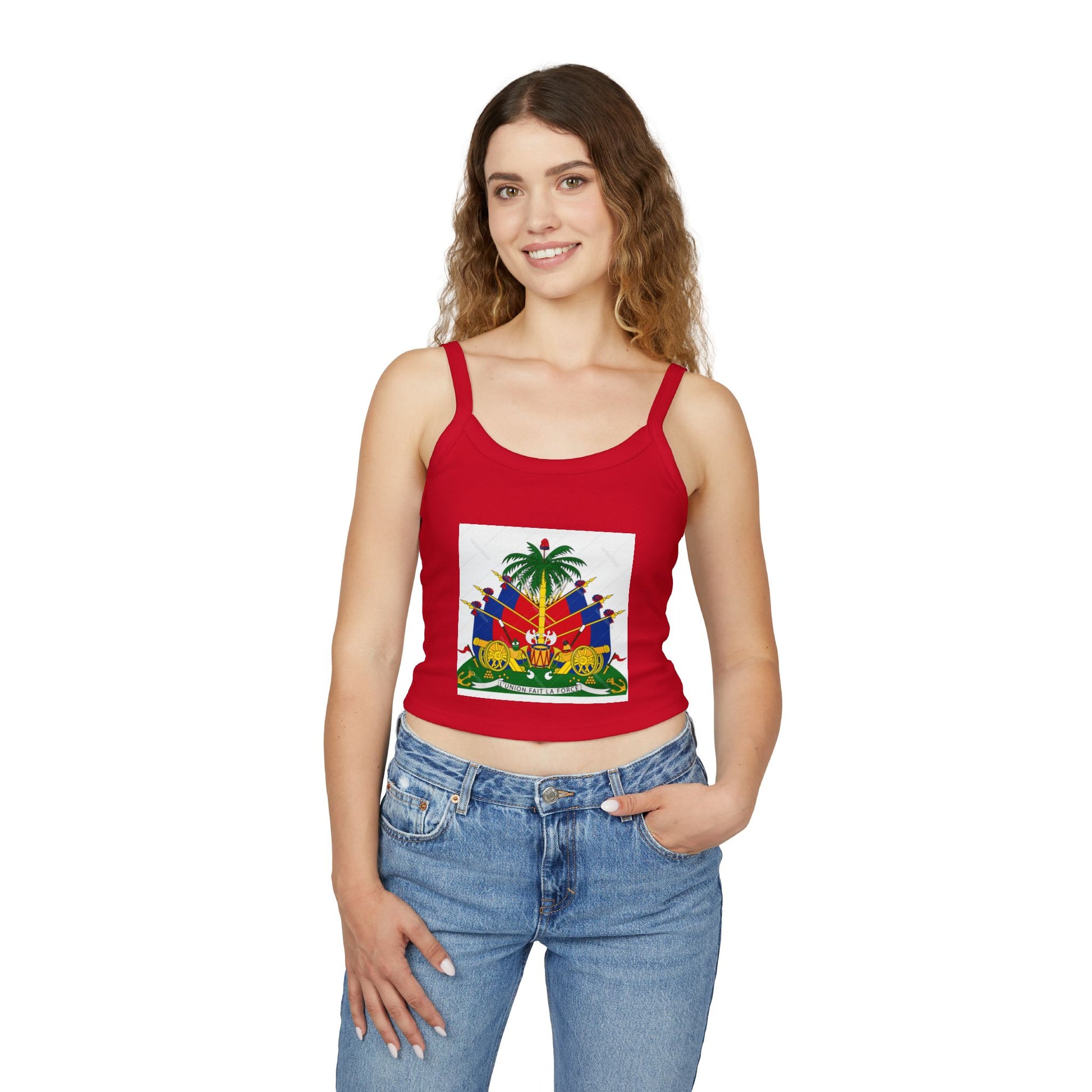 Vibrant Women's Spaghetti Strap Tank Top with Haitian Flag Design | Summer Fashion, Casual Wear, Beach Outfit, Festival Clothing, [...]