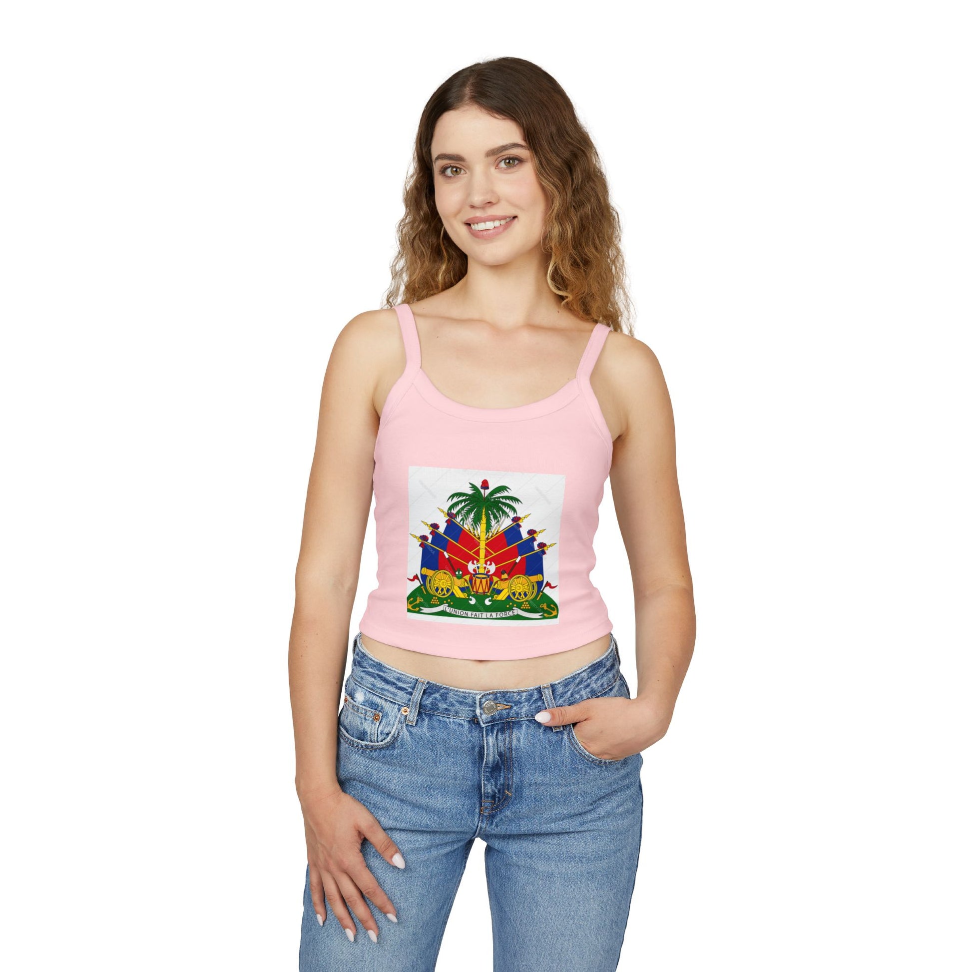 Vibrant Women's Spaghetti Strap Tank Top with Haitian Flag Design | Summer Fashion, Casual Wear, Beach Outfit, Festival Clothing, [...]