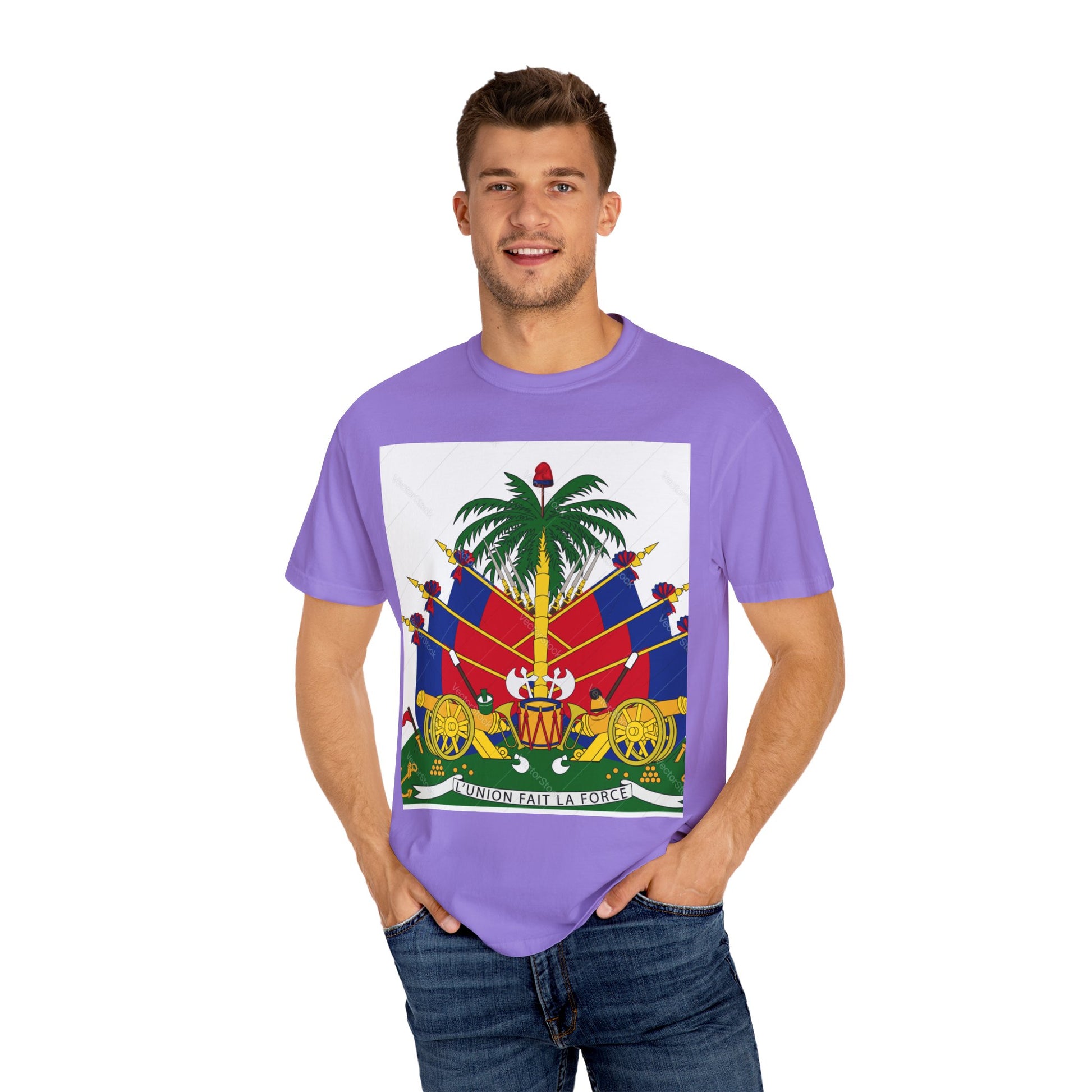 Haitian Flag T-Shirt, Unisex Garment-Dyed Tee, Cultural Pride Apparel, Caribbean Heritage Wear, Festival Clothing, Gift for Activists
