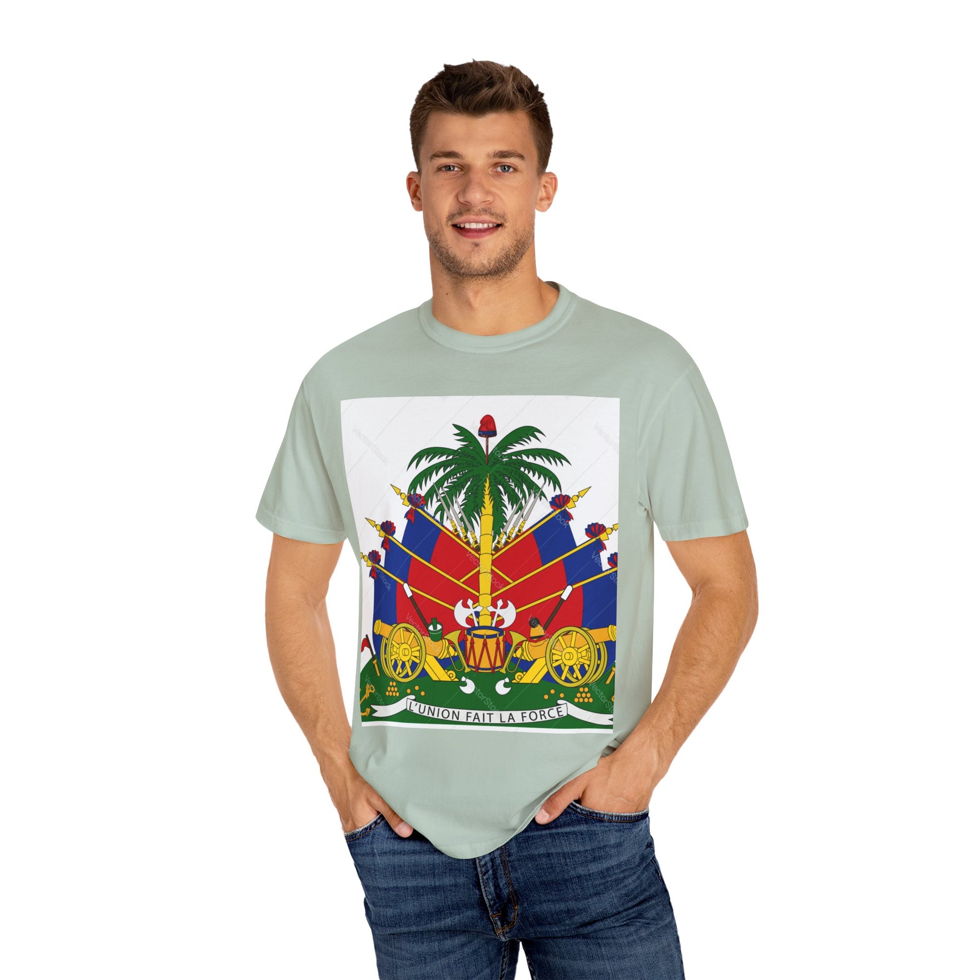 Haitian Flag T-Shirt, Unisex Garment-Dyed Tee, Cultural Pride Apparel, Caribbean Heritage Wear, Festival Clothing, Gift for Activists