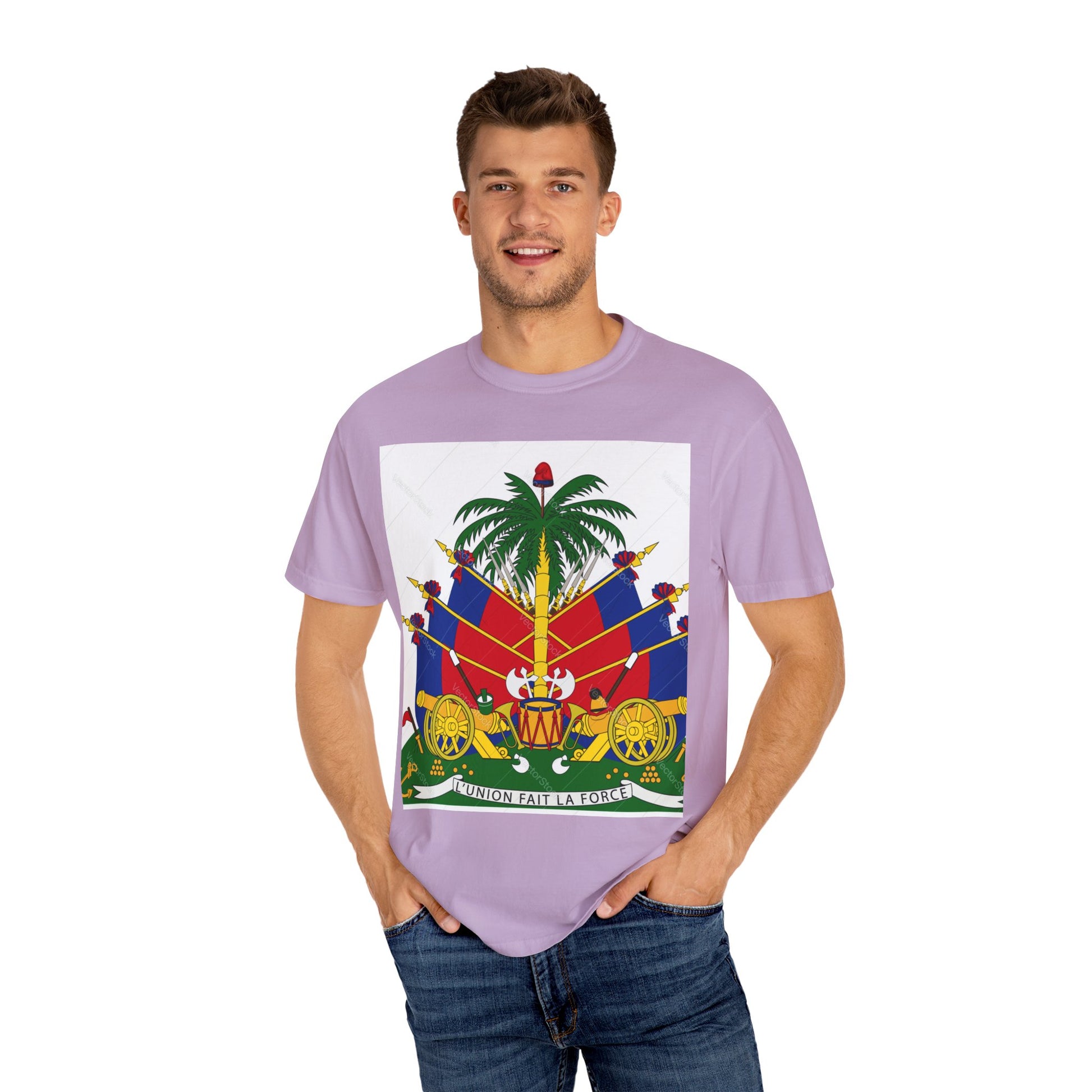 Haitian Flag T-Shirt, Unisex Garment-Dyed Tee, Cultural Pride Apparel, Caribbean Heritage Wear, Festival Clothing, Gift for Activists