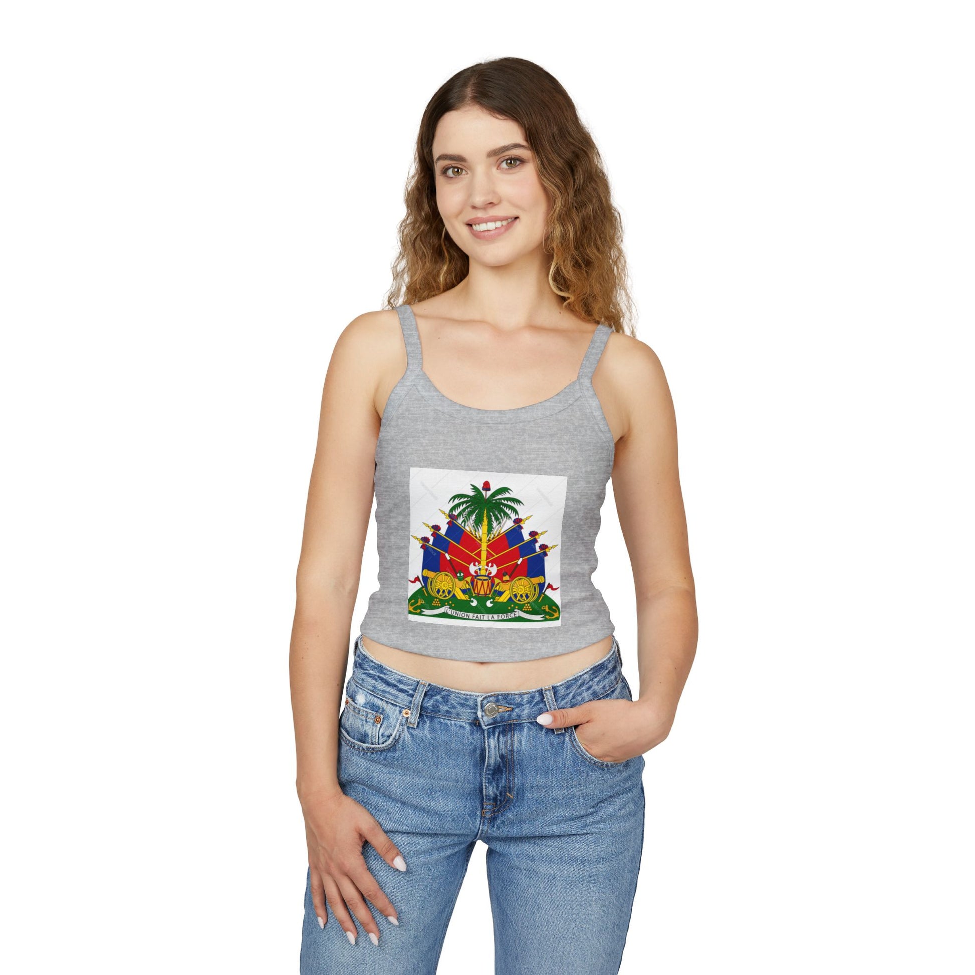 Vibrant Women's Spaghetti Strap Tank Top with Haitian Flag Design | Summer Fashion, Casual Wear, Beach Outfit, Festival Clothing, [...]