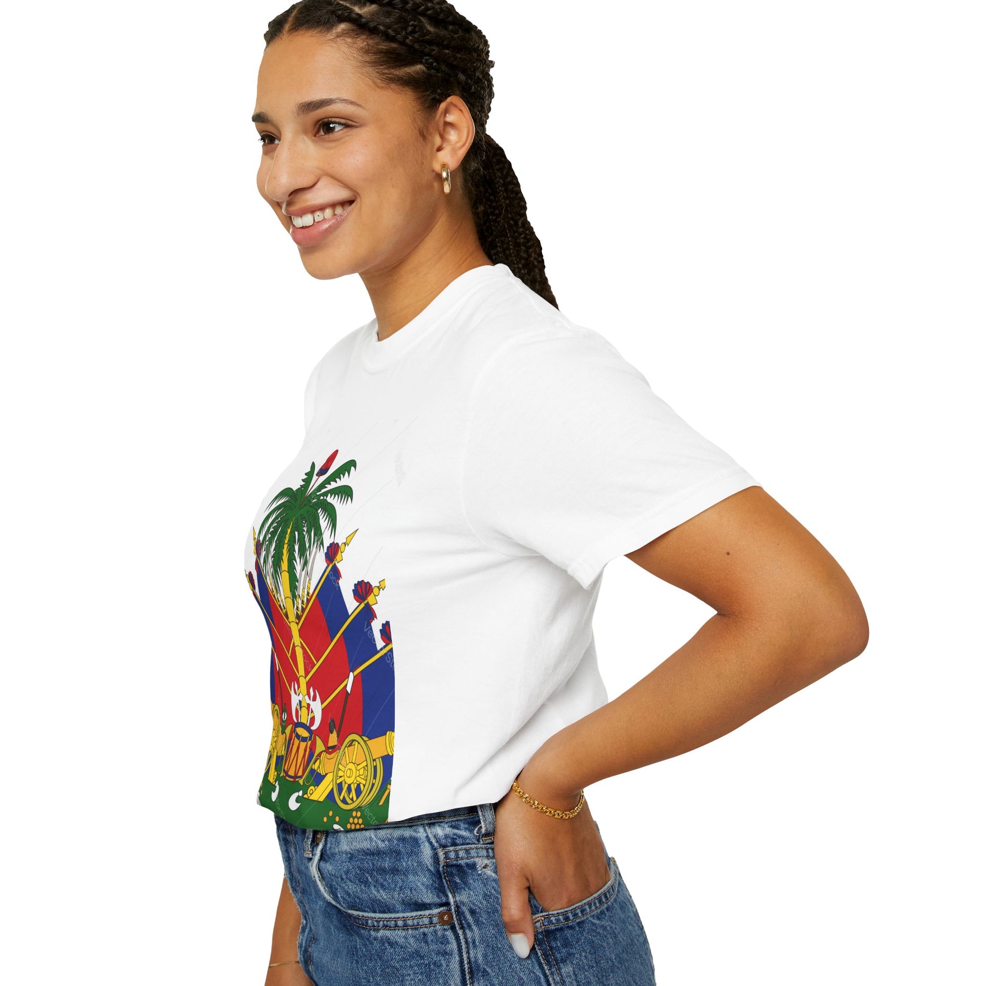 Haitian Flag T-Shirt, Unisex Garment-Dyed Tee, Cultural Pride Apparel, Caribbean Heritage Wear, Festival Clothing, Gift for Activists
