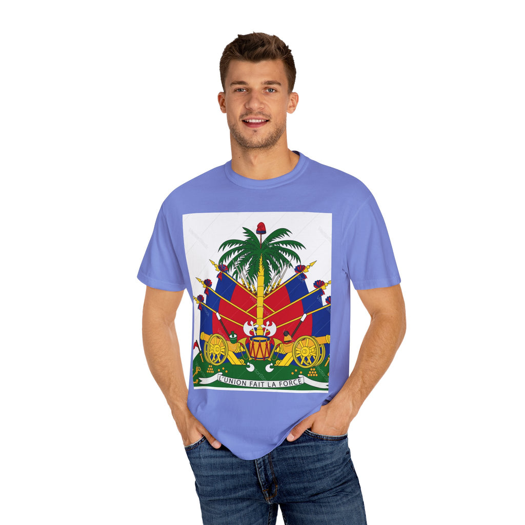 Haitian Flag T-Shirt, Unisex Garment-Dyed Tee, Cultural Pride Apparel, Caribbean Heritage Wear, Festival Clothing, Gift for Activists