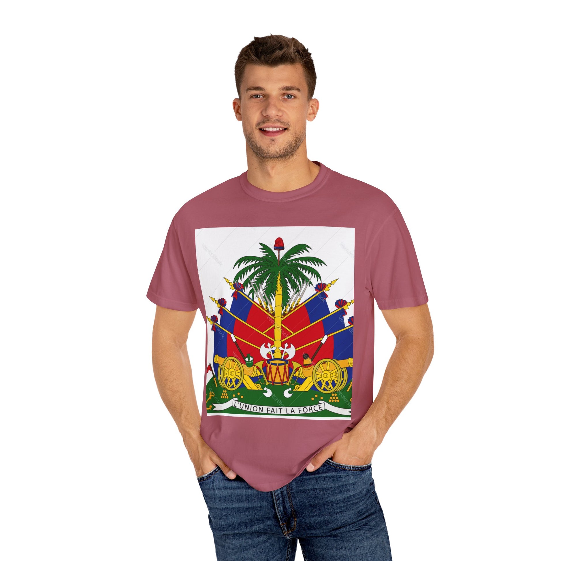Haitian Flag T-Shirt, Unisex Garment-Dyed Tee, Cultural Pride Apparel, Caribbean Heritage Wear, Festival Clothing, Gift for Activists