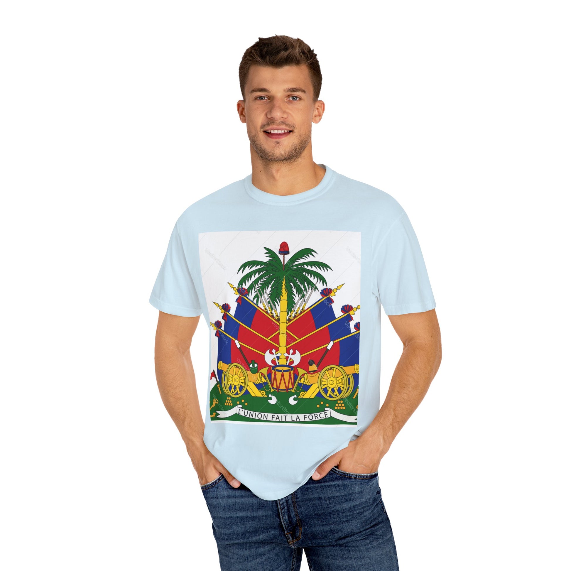 Haitian Flag T-Shirt, Unisex Garment-Dyed Tee, Cultural Pride Apparel, Caribbean Heritage Wear, Festival Clothing, Gift for Activists