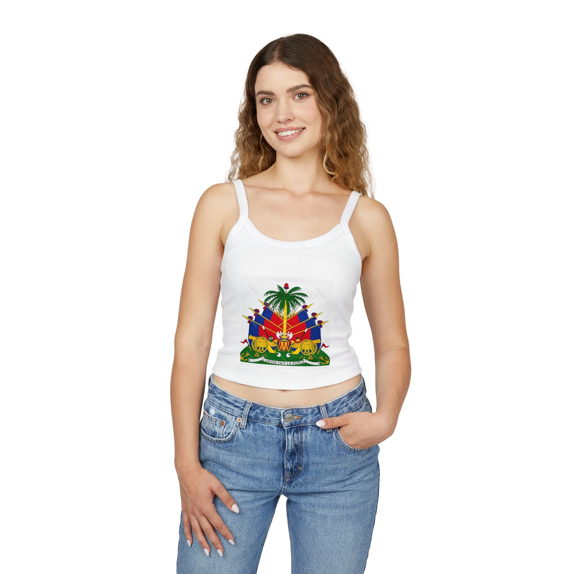 Vibrant Women's Spaghetti Strap Tank Top with Haitian Flag Design | Summer Fashion, Casual Wear, Beach Outfit, Festival Clothing, [...]