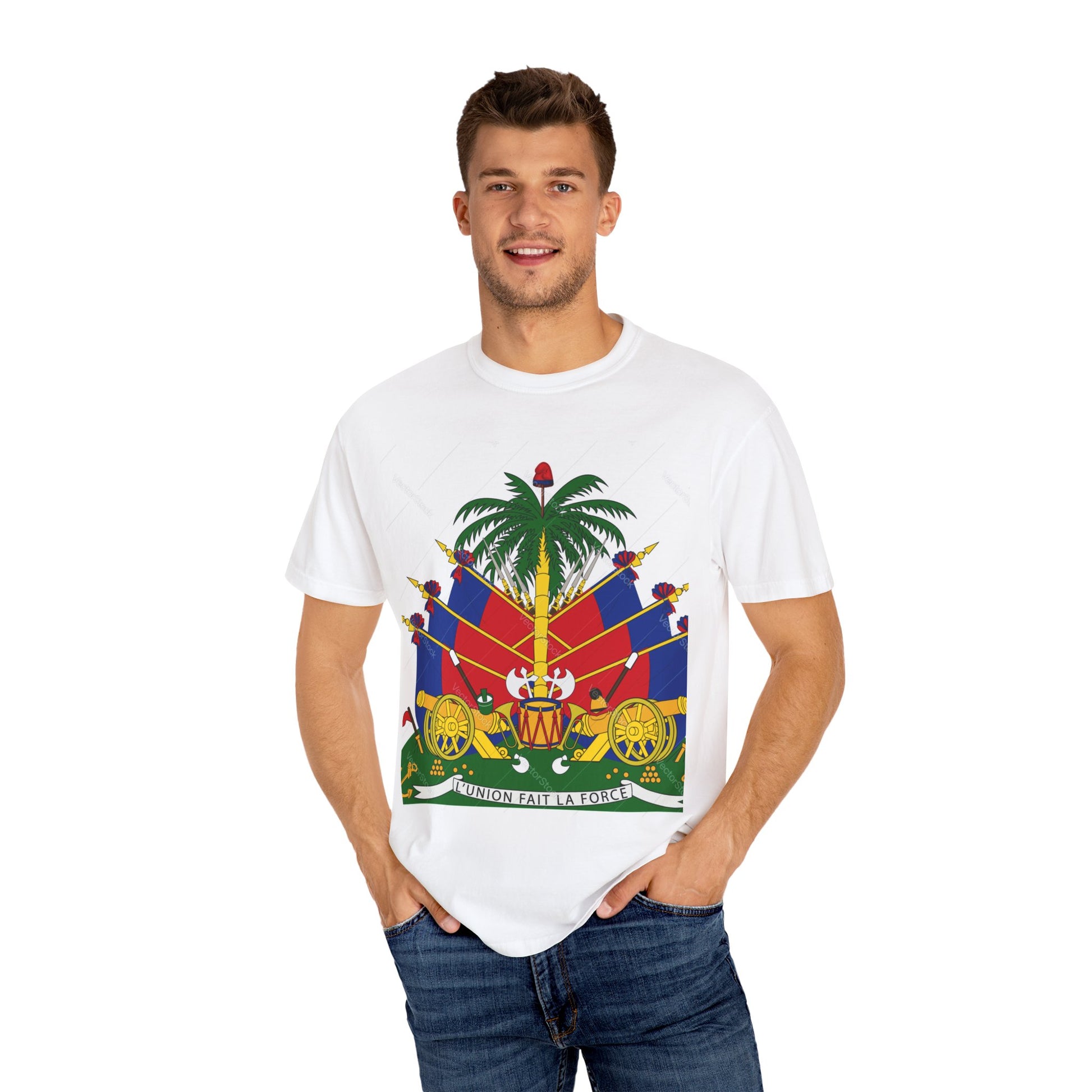 Haitian Flag T-Shirt, Unisex Garment-Dyed Tee, Cultural Pride Apparel, Caribbean Heritage Wear, Festival Clothing, Gift for Activists
