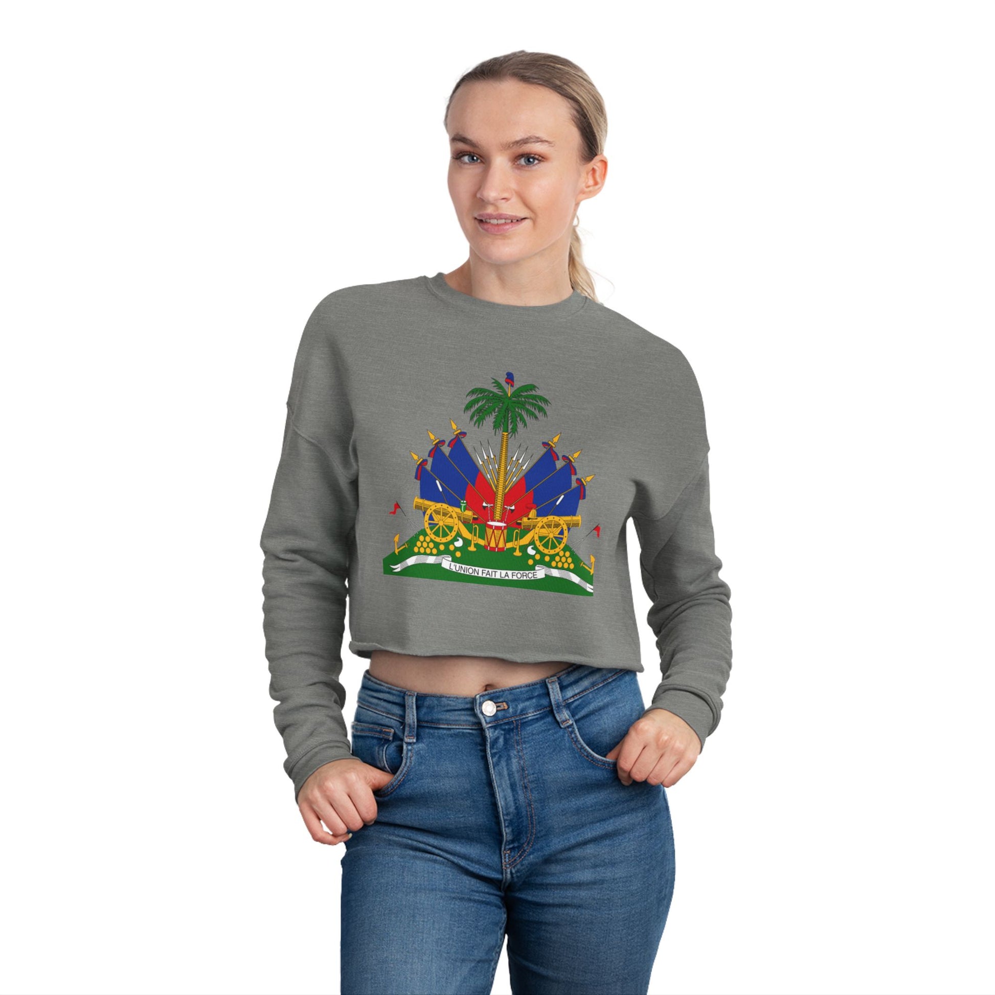 Haitian Heritage Cropped Sweatshirt, Women's Trendy Top, Unique Gift for Her, Casual Wear, Festival Fashion, Cozy and Stylish